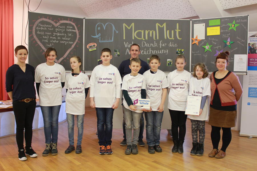 Janine Apmann, die MamMut-Kinder, Roy Hildebrandt von IdeenMachenSchule und Alina Schickedanz