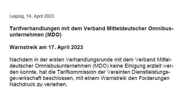 Warnstreik 17.04.2023