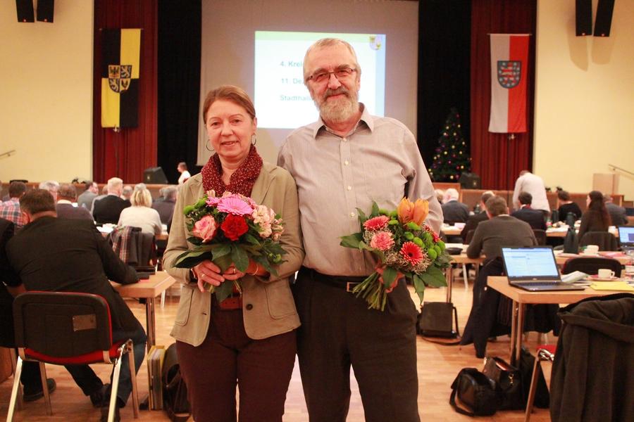Ursula G&uuml;nther und Dr. Alexander M&uuml;ller wurden im Kreistag verabschiedet.
